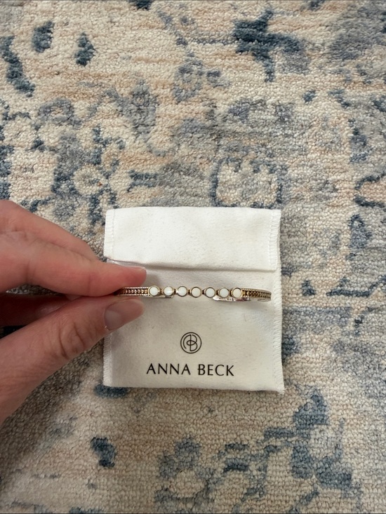Anna Beck Jewelry - Anna Beck Gold and White Beaded Stacking Cuff Bangle Bracelet
